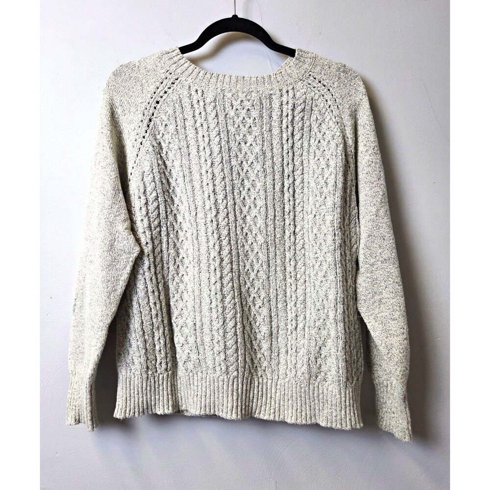 Jack by BB Dakota Womens Gray Solid Cable-Knit Crewneck Bow Back Sweater M